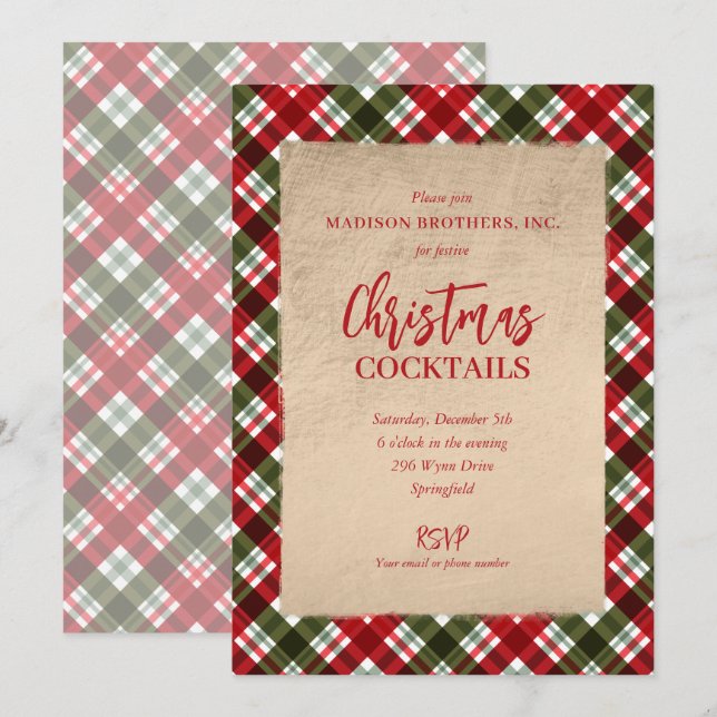 Christmas Plaid Party Invitation (Front/Back)