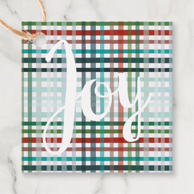 Christmas plaid pattern favour tags (Front)