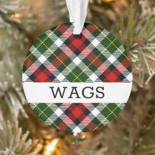 Christmas Plaid Pet PHOTO Ornament NAME Holiday