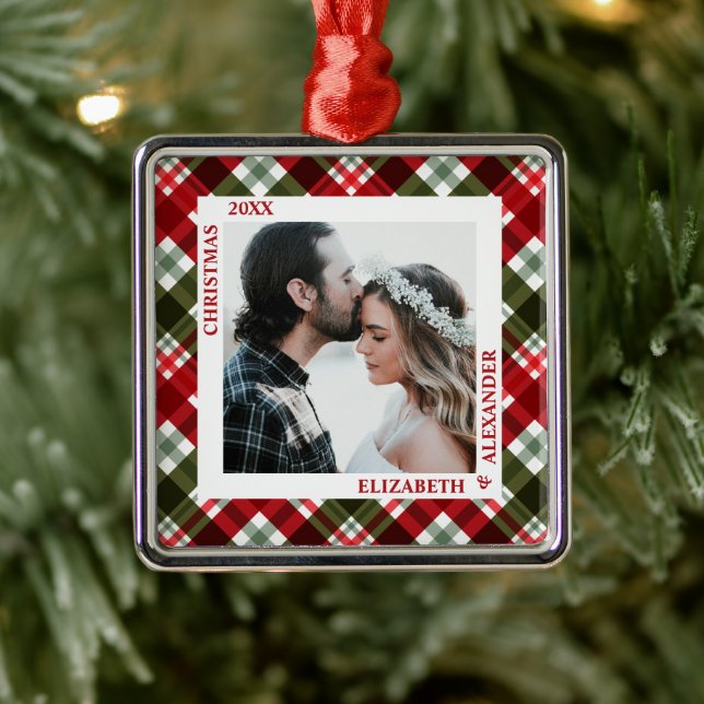 Christmas Plaid Photo Metal Tree Decoration (Tree)