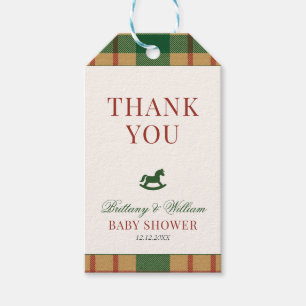 Christmas Plaid Preppy Bear Baby Shower  Gift Tags