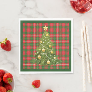 Christmas Plaid Red and Green Napkin
