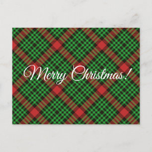 Christmas Plaid Red and Green Wrapping   Holiday Postcard