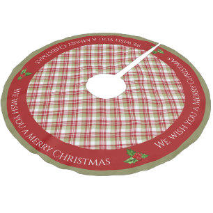 Christmas Plaid - Red, Green and White - Brushed Polyester Tree Skirt