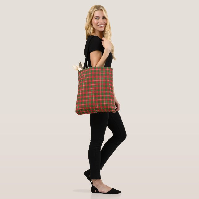 Christmas Plaid Red Green Tote Bag (On Model)