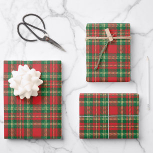 Christmas plaid red green yellow tartan pattern wrapping paper sheet