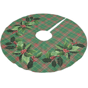 Christmas Plaid Red on Green Brushed Polyester Tree Skirt