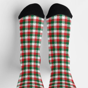Christmas plaid red white green buffalo pattern socks