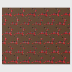 Christmas plaid reindeer wrapping paper