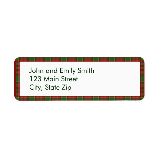 Christmas Plaid Return Address Labels (Front)
