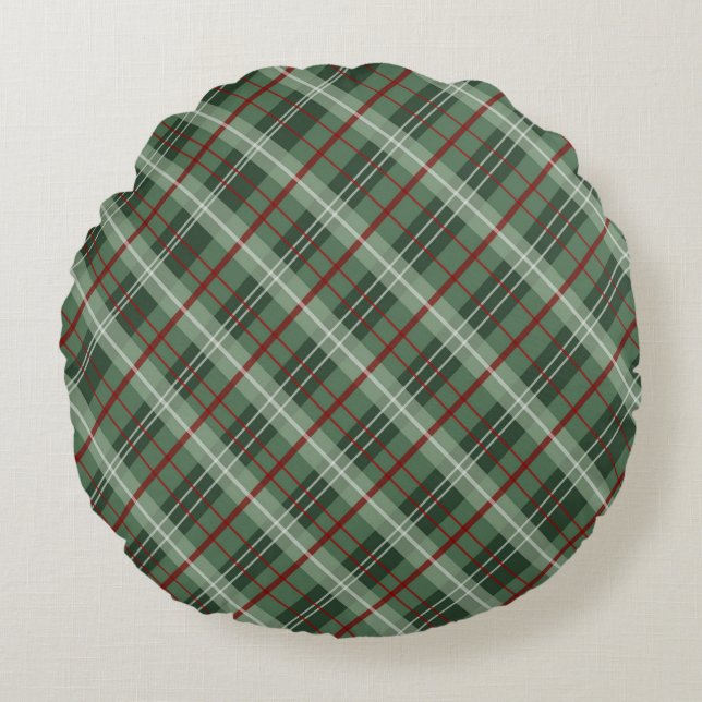 Christmas Plaid Round Cushion (Front)