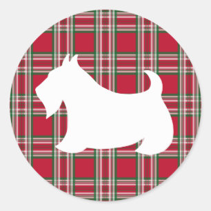 Christmas Plaid Scottish Terrier Dog Sticker