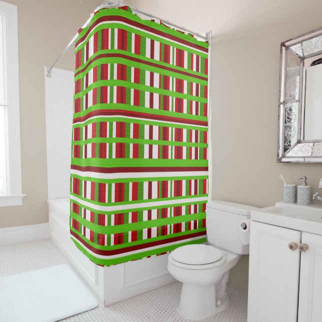 Christmas Plaid Shower Curtain (In Situ)