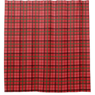 Christmas plaid shower curtain