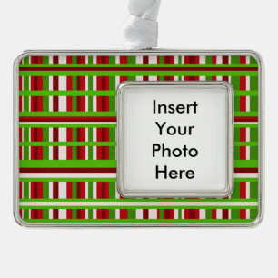 Christmas Plaid Silver Plated Framed Ornament