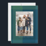 Christmas plaid simple navy green photo holiday card<br><div class="desc">With a bold navy and green plaid background, this vertical holiday photo card is a perfectly classic and festive way to send Christmas cheer. This holiday card features one photo and customisable text on the front on the classic pattern background. The back has two more photos and room for more...</div>