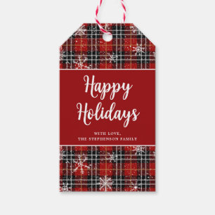Christmas Plaid Snowflake Happy Holidays Gift Tags