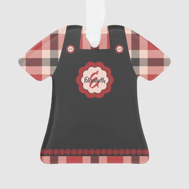 Christmas Plaid Snowflake Pinafore Customised Ornament (Front)