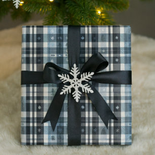 Christmas Plaid Snowflake & Tree  Wrapping Paper