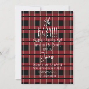 Christmas Plaid Stripes Baby Shower  Invitation