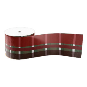 Christmas Plaid Stripes Red Green Burgundy Grosgrain Ribbon