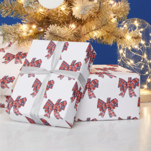 Christmas Plaid Tartan Bow Wrapping Paper