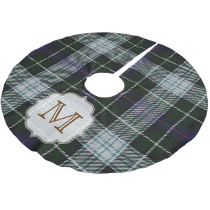 Christmas Plaid Tartan Monogram Initial Tree Skirt