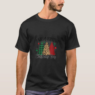 Christmas Plaid Tree Leopard Graphic  T-Shirt