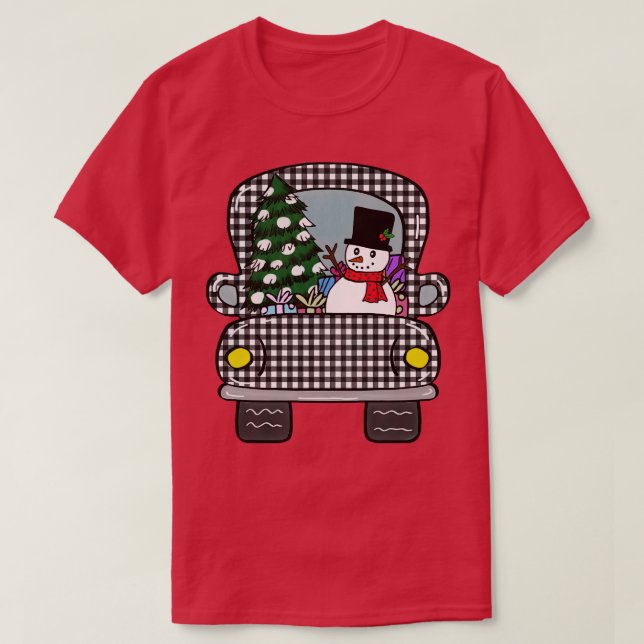 christmas plaid truck T-Shirt (Design Front)