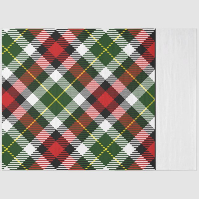 Christmas Plaid Two Tone Festive Red Green White Tissue Paper (Front)