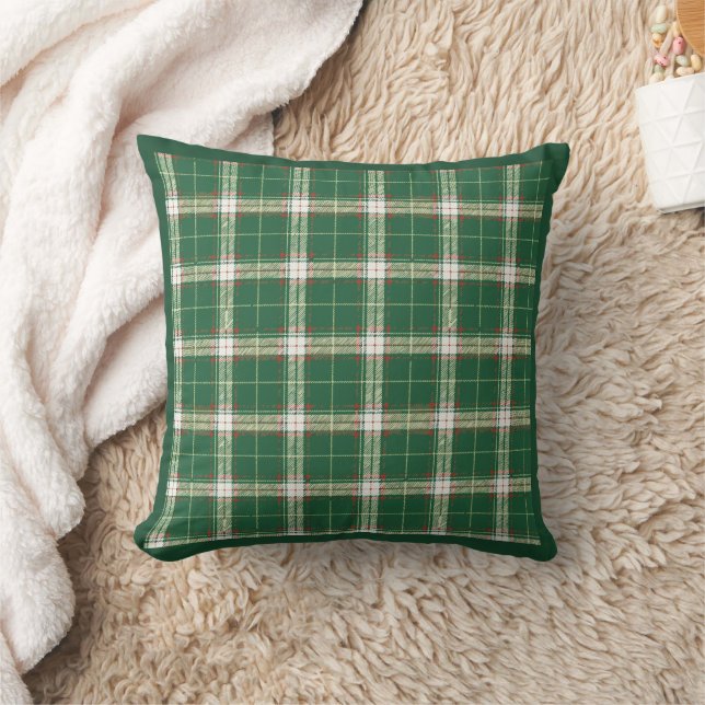 Christmas Plaid White and Green Cushion (Blanket)