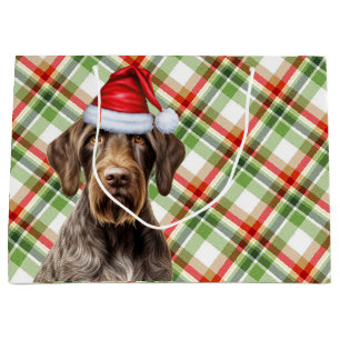 Christmas Plaid Wirehaired Pointer Dog Lover Large Gift Bag