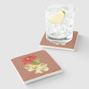 Christmas Plaid with Angels Stone Coaster