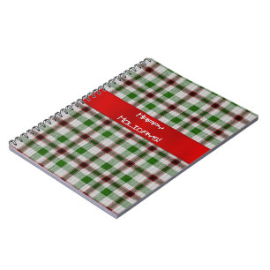 Christmas Plaid With Red Ribbon Notebook