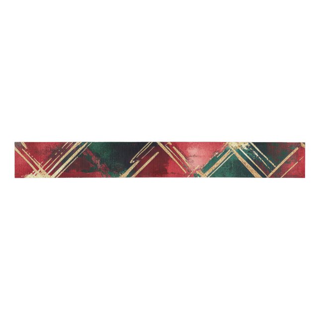 Christmas Plaid wrapping paper Grosgrain Ribbon (Front)