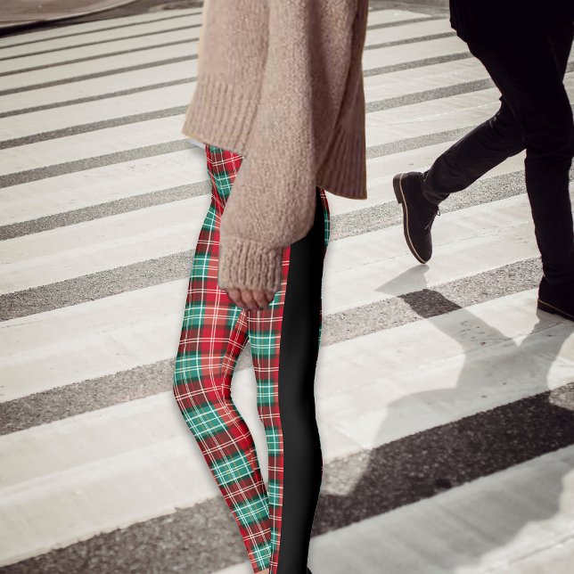 Christmas Plaids Tartan Black Side Seams Leggings (Creator Uploaded)
