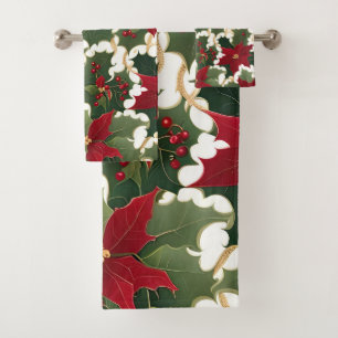 christmas plants galore bath towel set