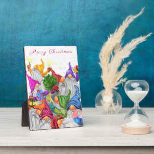 Christmas Plaque Gift with Happy Gnome Party - Fun