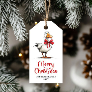 Christmas Playful Goose Whimsy Minimal Gift Tag