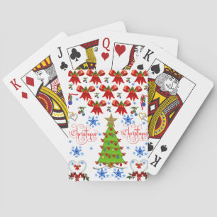 Christmas playing card deck white