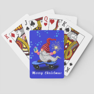 Christmas Playing Cards Skater Gnome with Gift
