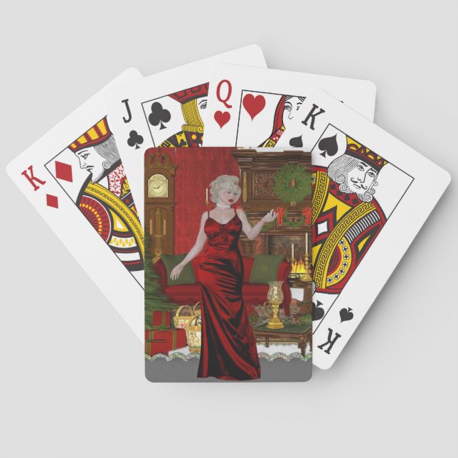 Christmas Playing Cards with Sexy Woman (Back)