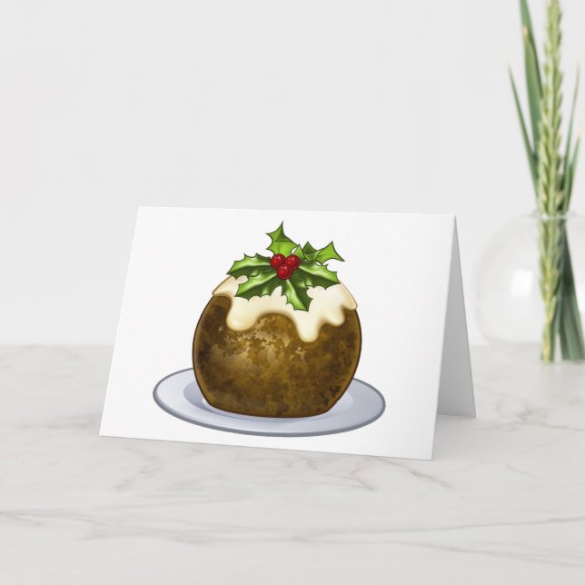 Christmas Plum Pudding Cartoon Holiday Card (Front)