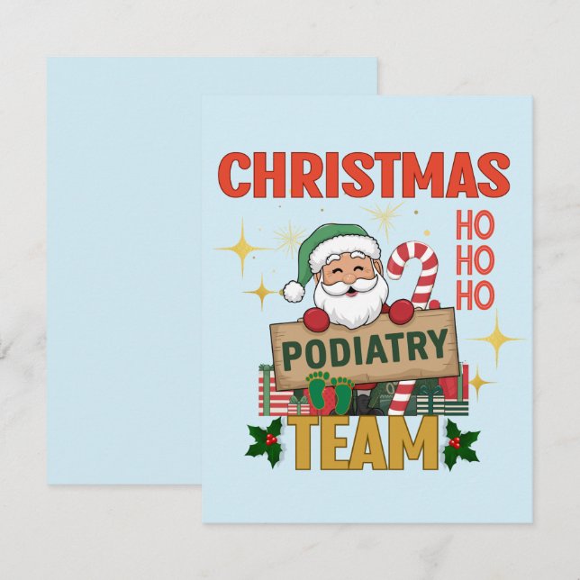 Christmas Podiatry Team - Festive Foot Care Profes Thank You Card (Front/Back)