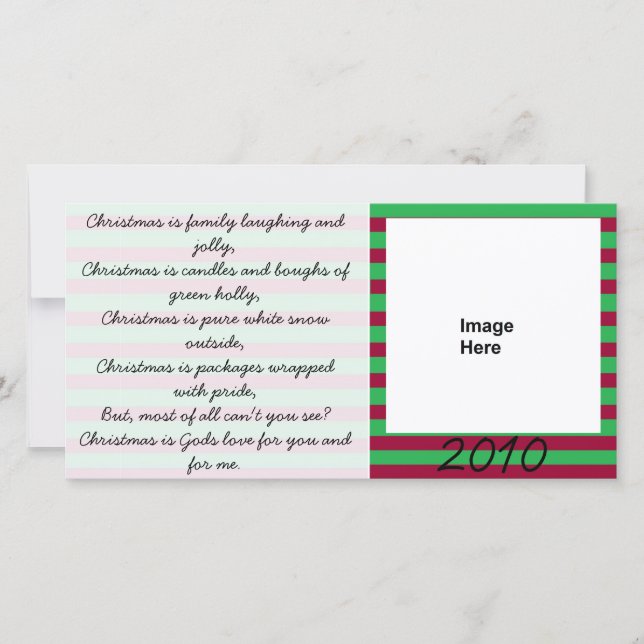 Christmas Poem Red and Green Photocard Holiday Card (Front)