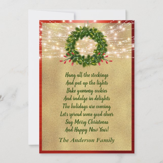 Christmas Poem Wreath Holiday Elegant Family Photo (Front)