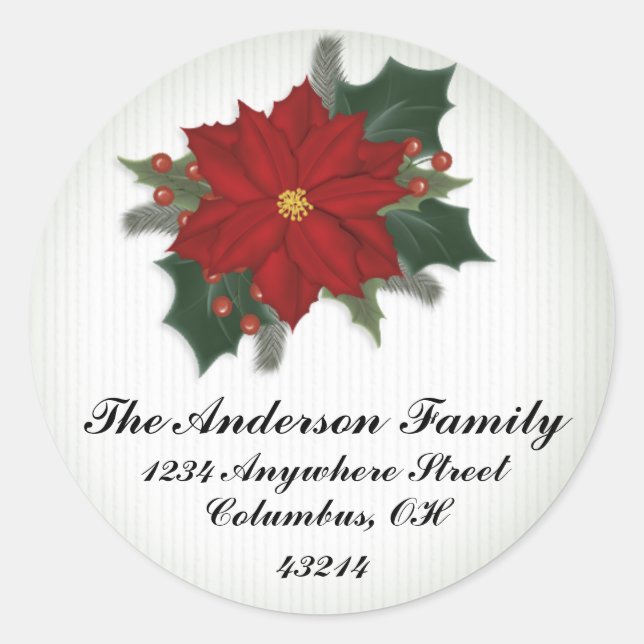 Christmas Poinsetta 4 - Christmas Address Labels (Front)