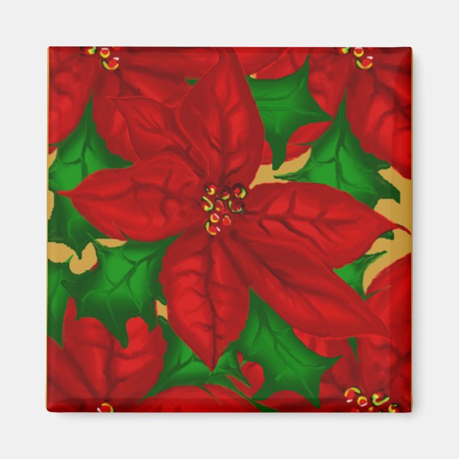 Christmas Poinsetta Magnet (Front)