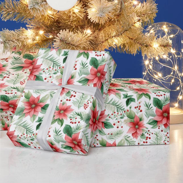 Christmas Poinsettas Wrapping Paper (Holidays)