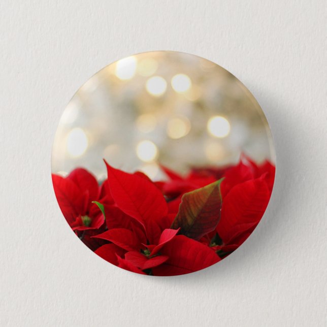 Christmas Poinsettia 6 Cm Round Badge (Front)